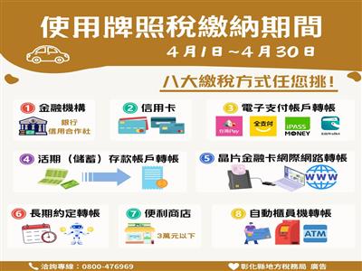 使用牌照稅4/1開徵，補發稅單、線上繳納一次看