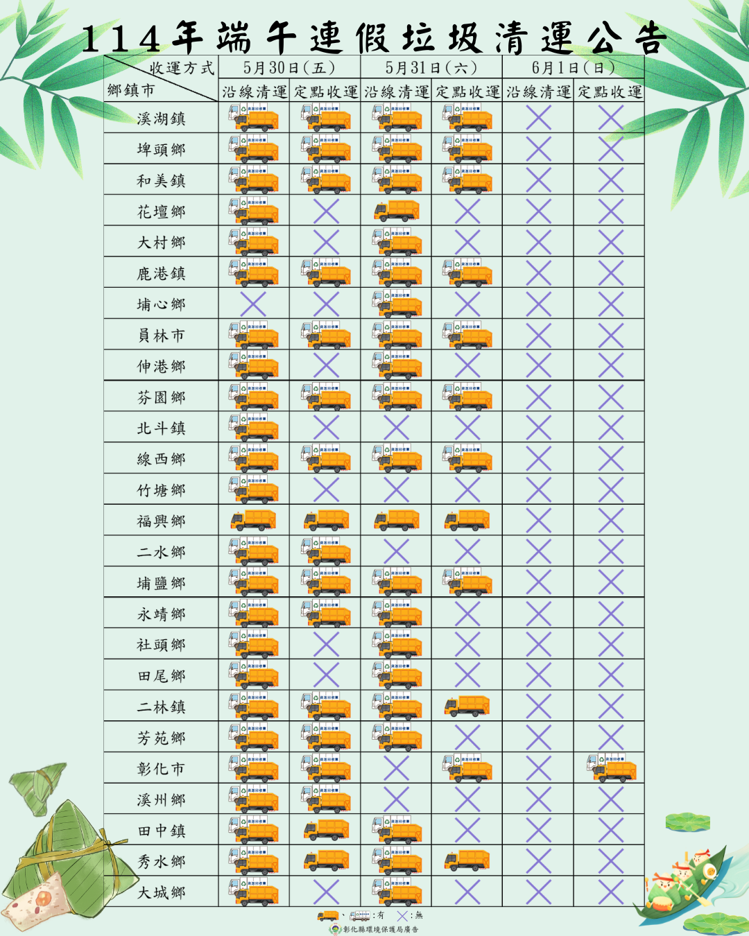 縮圖：端午連假來臨 垃圾清運服務時間異動一次看