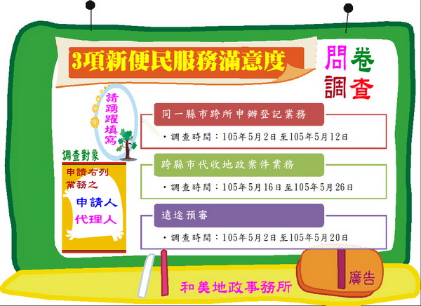 彰化縣政府全球資訊網 訊息中心 新聞訊息 共享地政跨機關便民服務~滿意度問卷調查