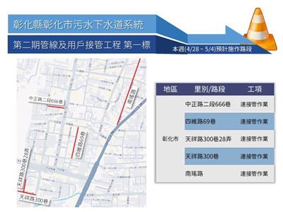 照片：【彰化市污水下水道施工公告4/28(一)~5/4(日)】