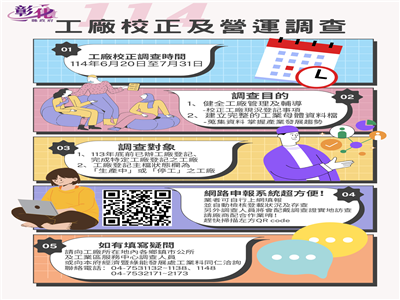 114年工廠校正於6月20日開跑，請廠商多利用網路填報
