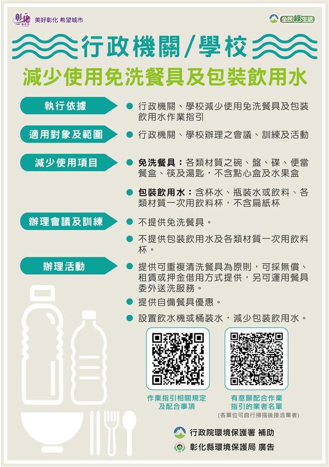 清潔隊111年彰化縣行政機關學校減少使用免洗餐具及包裝飲用水