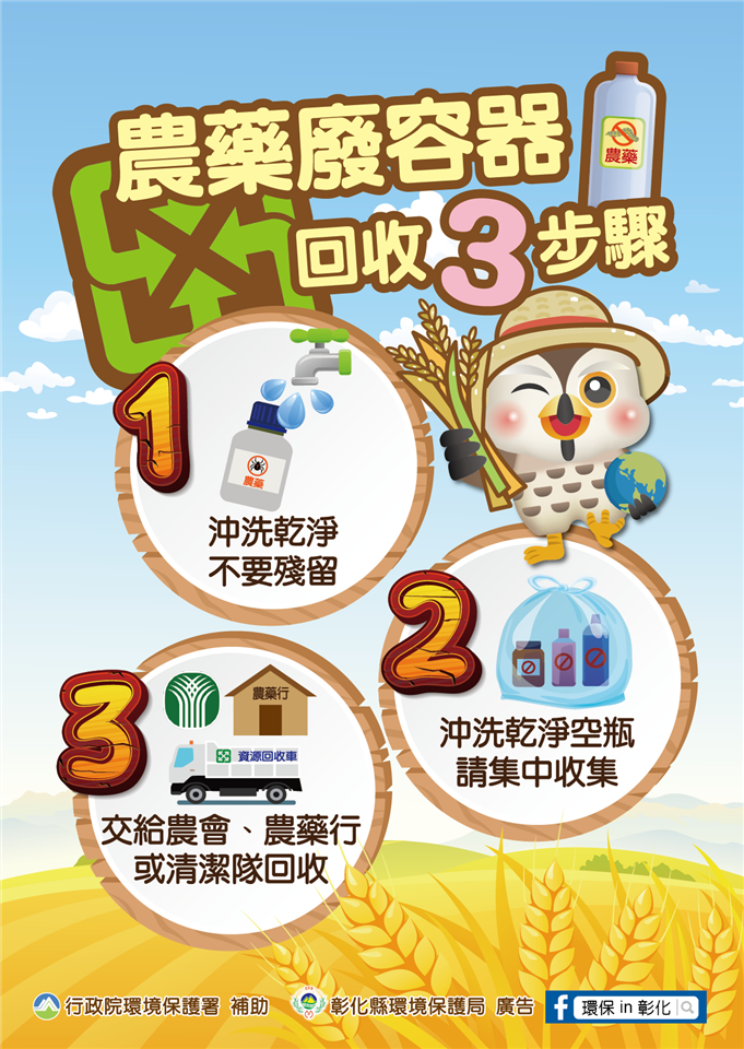 清潔隊【海報】廢農藥容器回收3步驟