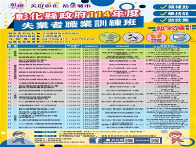 領補助、學技能、助就業！ 彰化縣114年失業者職業訓練班招生中